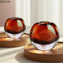 Axyaa Caramel Glass Vase for Table Flower Arrangement