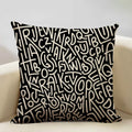 Axyaa Black White Yellow English Letter Design Linen Pillowcase 45x45cm