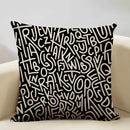 Axyaa Black White Yellow English Letter Design Linen Pillowcase 45x45cm