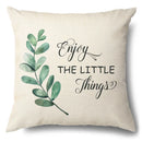 Axyaa Green Leaf Linen Pillowcase, Simple Style Decorative Sofa Cushion Cover