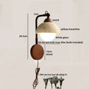 Axyaa Yellow Travertine LED Wall Lamp with White Glass - Modern Nordic Design