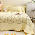 Axyaa Chiffon Summer Quilt Set: Ruffled Double Bed Cover, Girl Heart, Washed Cotton