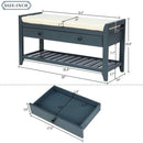 Axyaa Shoe Bench with Cushioned Seat, 2 Drawers, Slatted Shelf