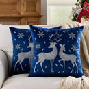 Axyaa Christmas Elk Embroidered Pillow Cover - Soft Short Plush Cushion