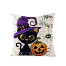 Axyaa Halloween Pillow Cover 45x45 - Pumpkin Owl Cat Spider Sofa Cushion Decor