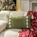 Axyaa Christmas Tree Embroidered Pillowcase Set - Cotton Linen Decor - 30x50cm
