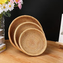 Axyaa Handwoven Rattan Storage Basket Tray - Multiuse Serving Platter Home Organizer