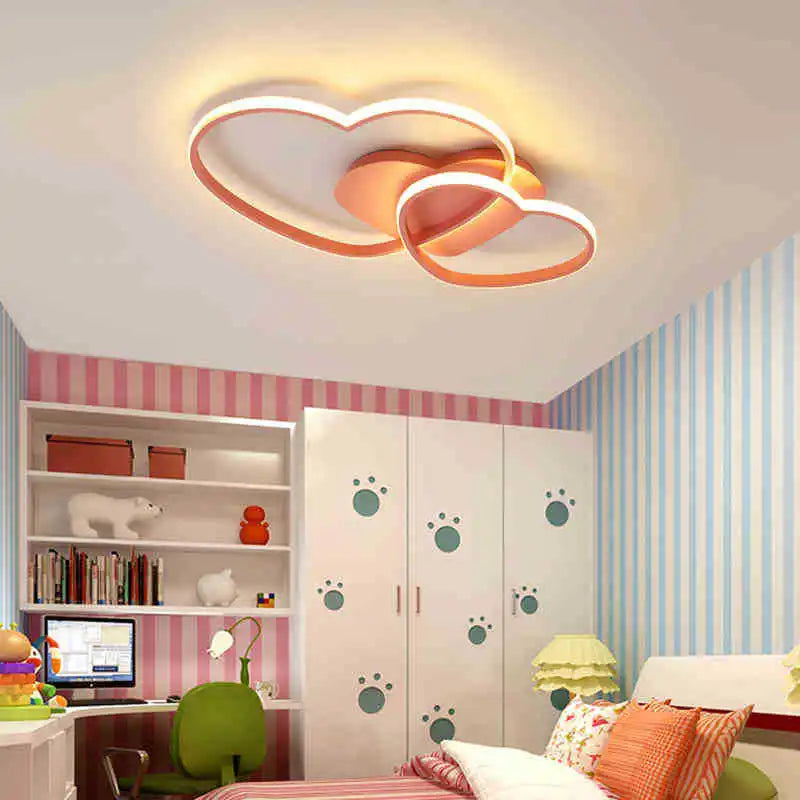 Axya Modern Pink Heart Ceiling Light for Girls Room Décor