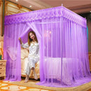 Axyaa Embroidery Lace Pleated Bed Net Canopy: Romantic Queen Double Bed Net, Stainless Steel Bracket Excluded