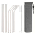 Axyaa Stainless Steel Drinking Straws Set with Cleaning Brush - Bar Party Accessory
