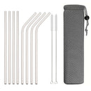 Axyaa Stainless Steel Drinking Straws Set with Cleaning Brush - Bar Party Accessory