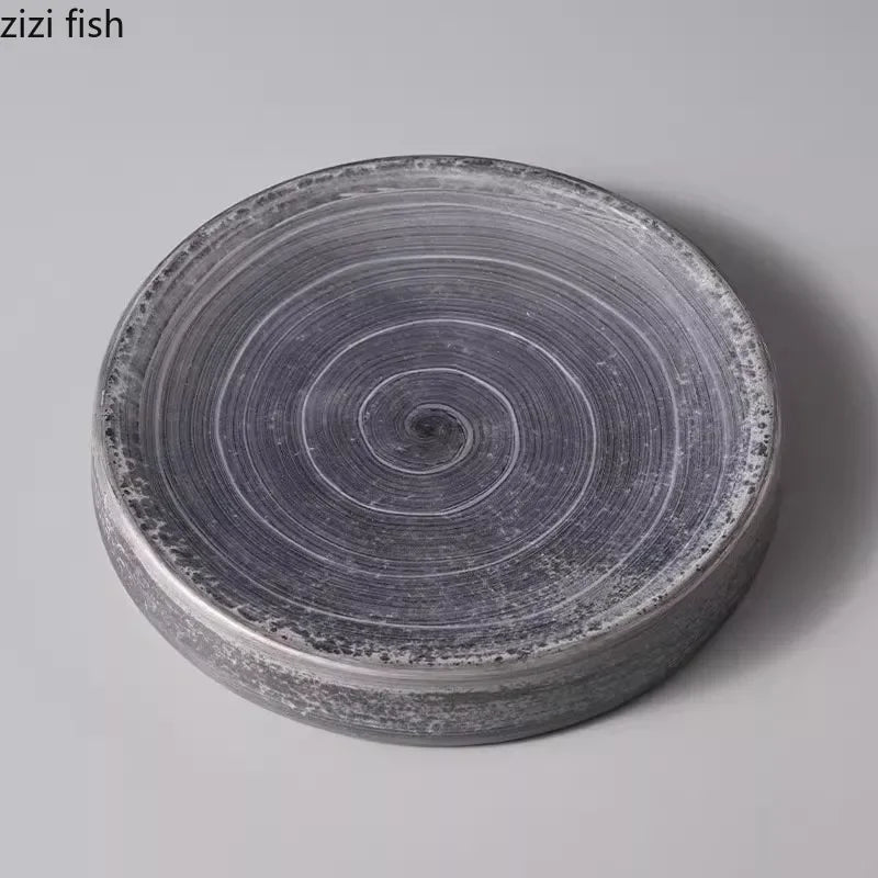 Axya Ceramic Circular Dinner Plate for Molecular Cuisine and Sushi