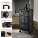 Axyaa Rolling Makeup Case with Hairdryer Holder and 3 Drawers