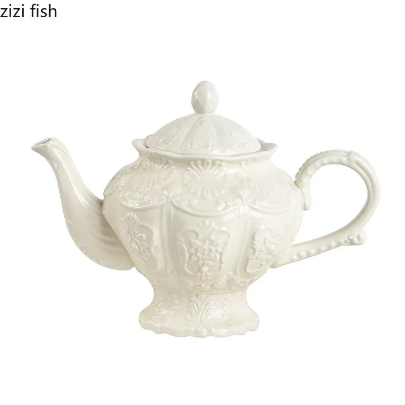 Axya Ceramic Tea Set with High Leg Cake Plate & Snack Dish