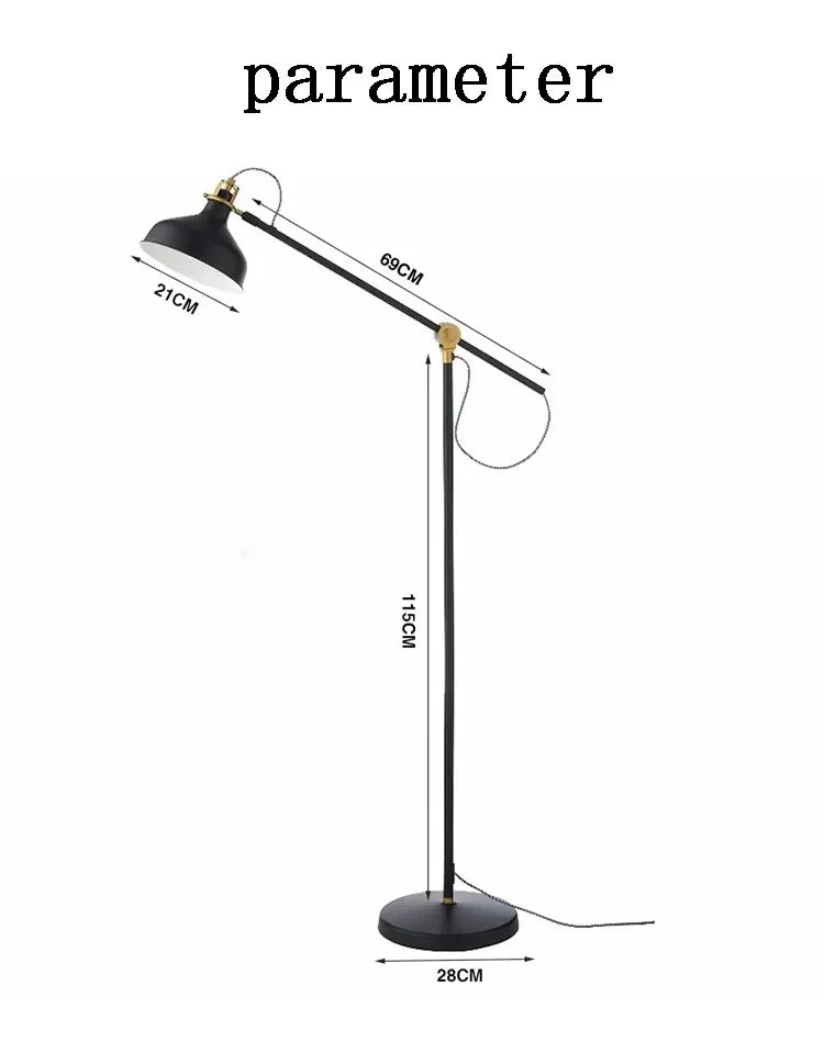Axyaa Long Arm Iron Floor Lamp for Modern Living Room, Bedroom, and Study