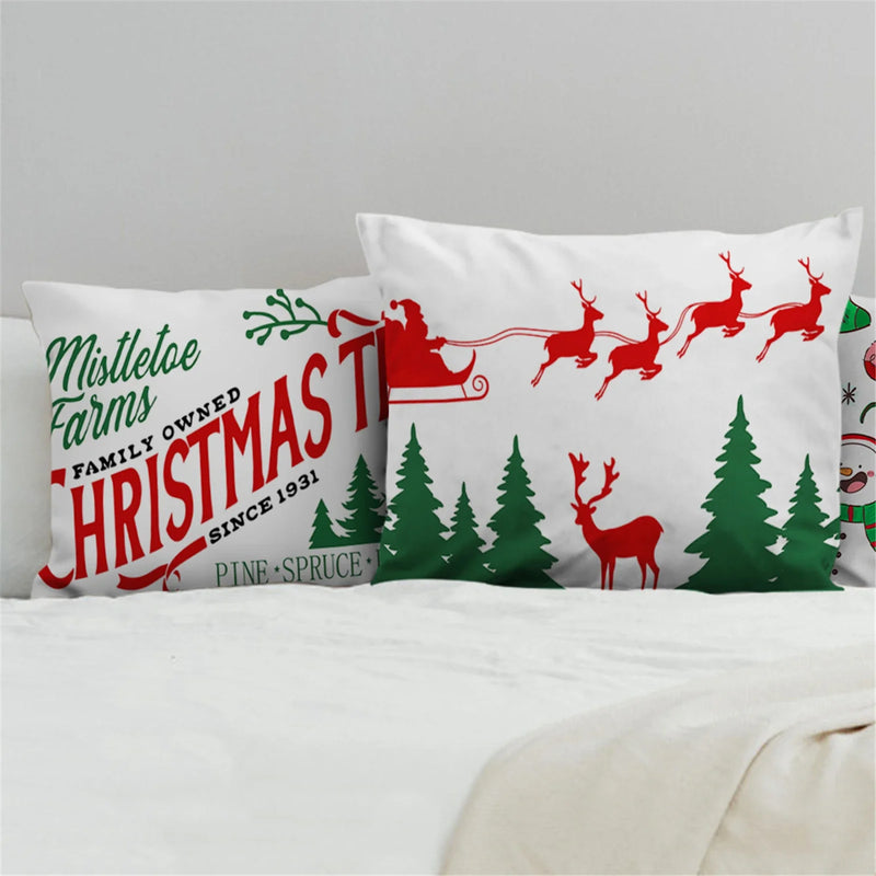 Axyaa Christmas Printed Deer & Santas Pillow Case 30x50cm