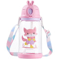 Axyaa Kids Straw Water Bottle 600ml - Leakproof Cartoon Sippy Cup