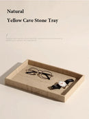 Axya Natural Stone Tray - Wabi-Sabi Style Desktop Ornaments for Home Decor
