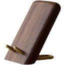 Axyaa Walnut Brass Phone Tablet Stand for Desk, Selfie, Live Video - Simple & Stylish