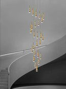 Axyaa Crystal Pendant Chandelier for High Ceilings and Modern Interiors