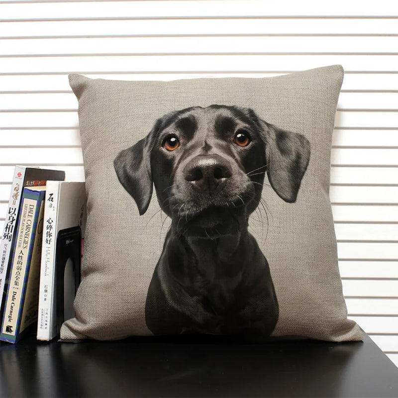 Axyaa Bulldog Dachshund Cushion Cover 45x45cm Square Linen Pillowcase