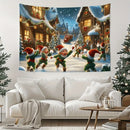 Axyaa Small Town Christmas Elf Tapestry for Home & Outdoor Decoration