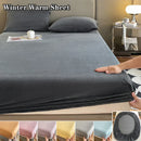 Axyaa Velvet Fitted Bed Sheet with Elastic Band - Winter Warm, Anti-Slip - All Sizes