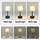 Axyaa LED Table Lamp: Simple Chinese Style, Dimmable, USB Rechargeable, Fabric Lampshade