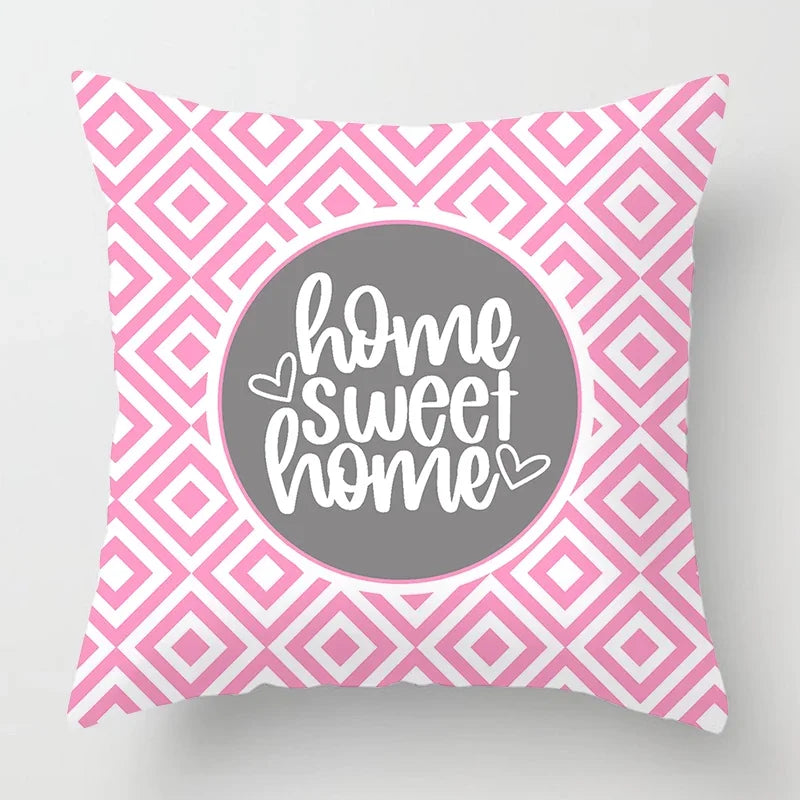 Axyaa Nordic Pink Sweet Home Sofa Cushion Cover, Cozy Living Room Decor