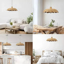 Axyaa Rattan Chandelier: Japan Weave Pendant Lamp for Home, Hotel, Shop - Retro Mood Lighting