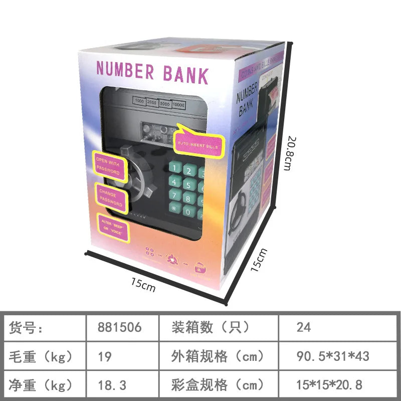 Axya Electronic Password Piggy Bank with Key Code Lock and Automatic Coins Counter