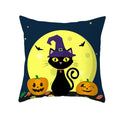 Axyaa Black Cat Pumpkin Cushion Cover 45x45 cm - Home Decor Funny Printed Pillow Case