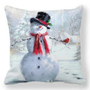 Axyaa Snowmen Winter Scene Pillowcase: Sofa, Bedroom, Car Cushion Cover