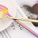 Axyaa Stainless Steel Tea Forks Set, Black Gold Mirror Cutlery Tableware
