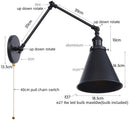 Axyaa Retro LED Swing Arm Bedside Wall Lamp