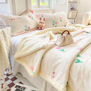 Axyaa Cartoon Print Dual Use Blanket in Milk Velvet & Cashmere for Winter and Spring