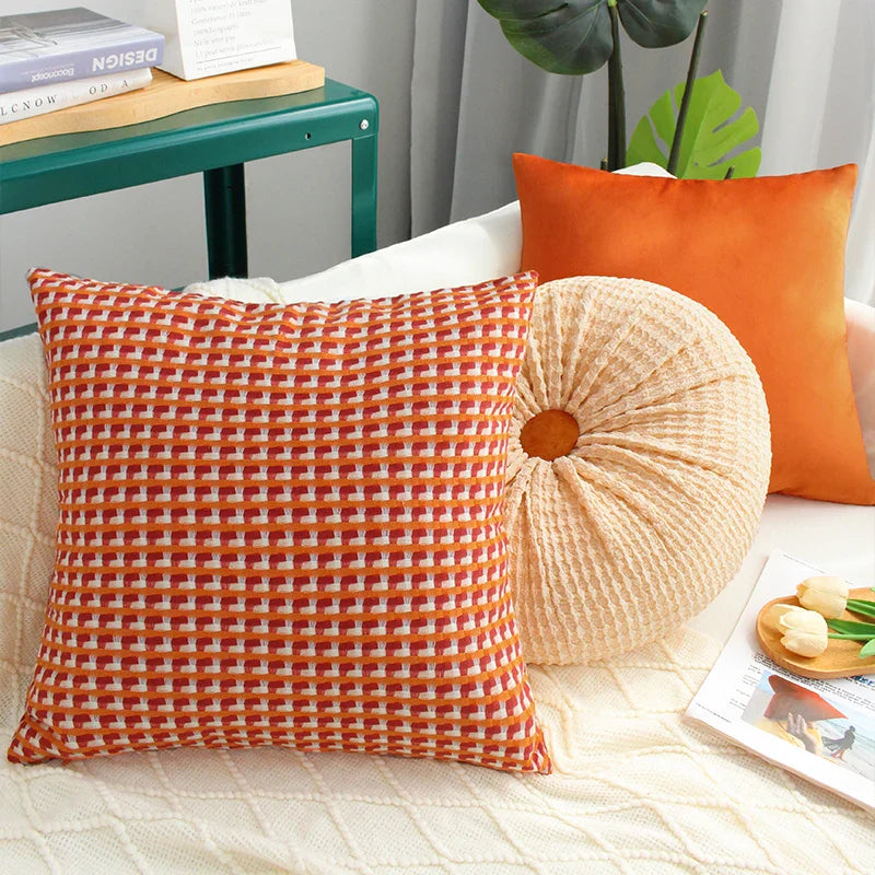 Axyaa Nordic Style Orange Cushion Cover for Living Room Sofa - 1pc