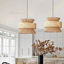 Axyaa Handmade Hemp Rope Chandelier, Vintage LED Pendant Lights for Dining Room