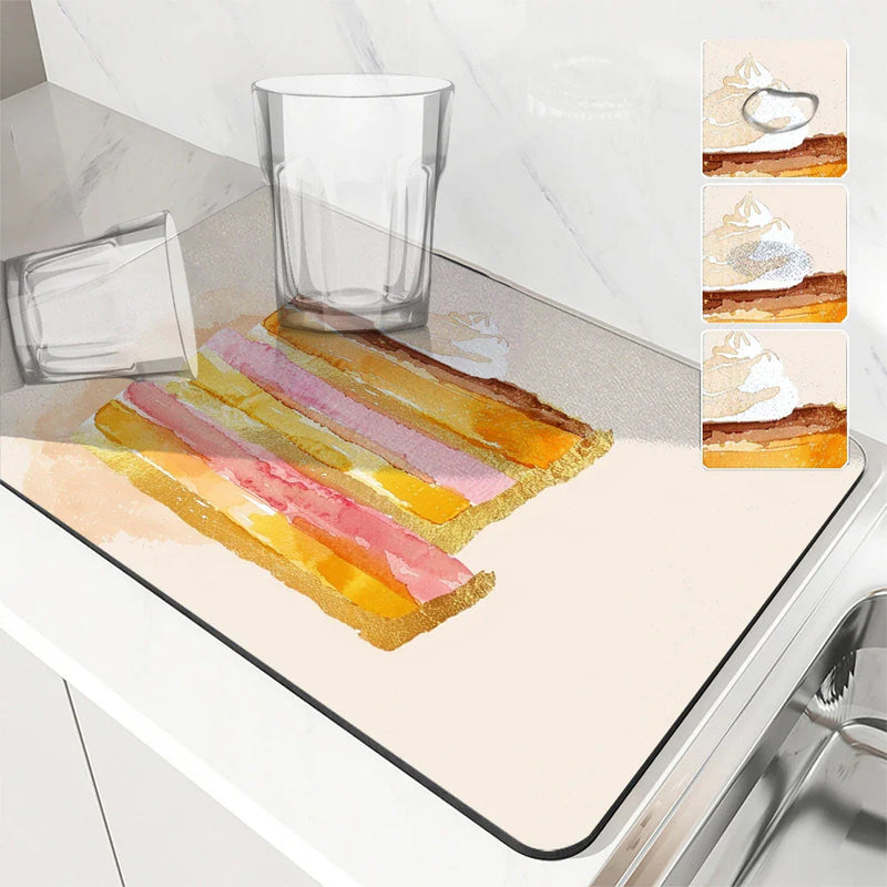 Axyaa Diatom Mud Kitchen Drain Pads Watercolor Cake Absorbent Mat
