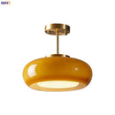 Axyaa Yellow Glass LED Pendant Lights 40W Copper Nordic Modern Hanging Lamparas