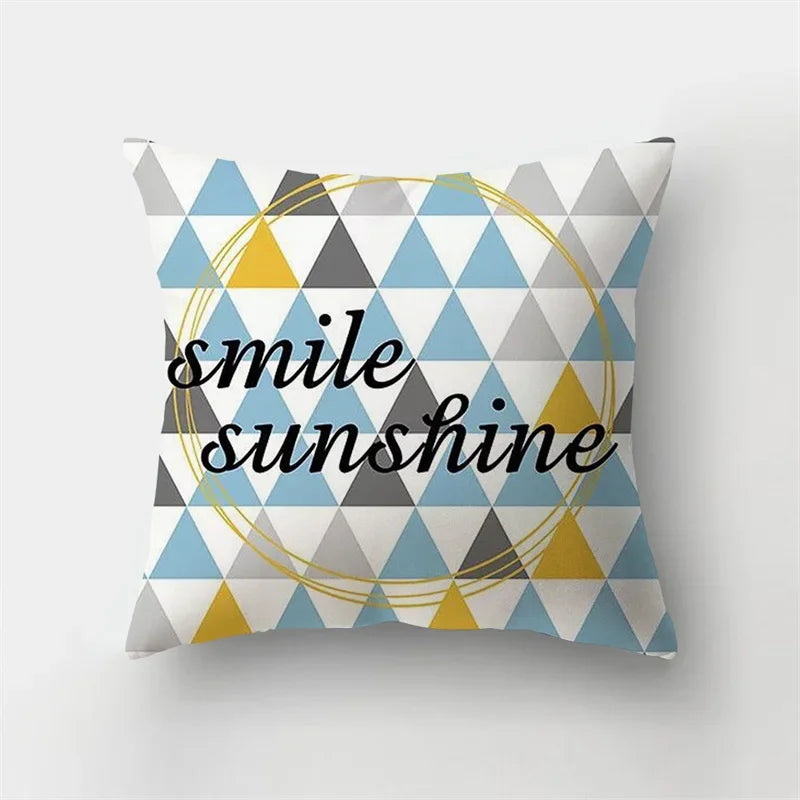 Blue Elk Geometric Pillow Case Cover by Axyaa - Fresh Animal Print Home Decoration