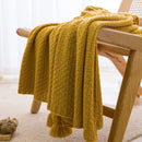Axyaa Nordic Chunky Knit Blanket with Tassel for Bed Sofa Couch Embossed Waffle Pattern