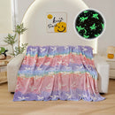 Axyaa Luminous Rainbow Unicorn Pegasus Star Flannel Blanket - Machine Washable Printing and Dyeing Blanket