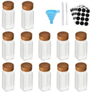 Axyaa Glass Spice Jars Set with Bamboo Lids and Labels