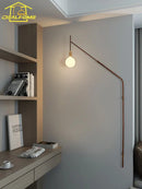 Axyaa Long Pole Swing Arm Wall Lamp LED E27 Gold/Black/Green Hotel Restaurant Hall