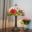 Axyaa Stained Glass Rose Table Lamp Vintage Desk Light Mediterranean Style