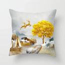 Axyaa Black Gold Elk Tree Bird Butterfly Printed Pillowcase for Living Room Home