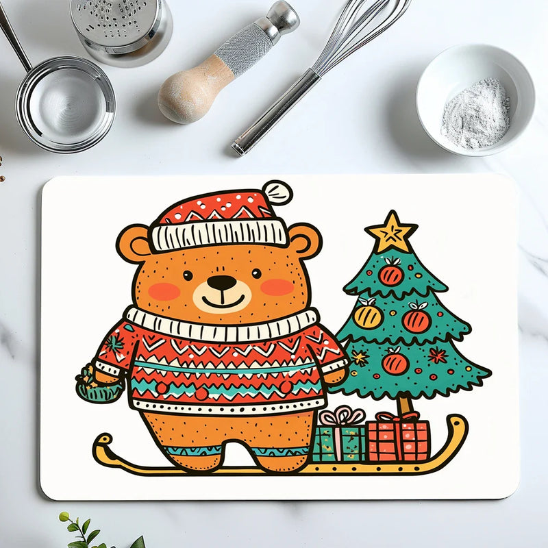 Axyaa Diatom Mud Kitchen Drain Pads, Christmas Tree Absorbent Tableware Mat