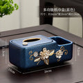 Ceramic Tissue Box for Living Room Coffee Table Decor - Axyaa Light Luxury Collection