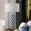 Axyaa Prismatic Blue Ceramic Table Lamp for Creative Living Room Lighting